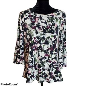 Ellen Tracy Geometric Pattern Blouse Siz